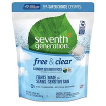 (번들) 세븐제너레이션 세탁세제 캡슐형 프리앤클리어 45개입 4팩 Seventh Generation