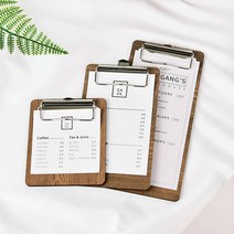 우드 클립보드 카페 음식점 메뉴판 영수증 빌지 계산서 꽂이, 블랙, 대형