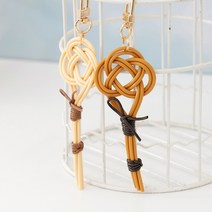 라탄공예 행운 열쇠고리 키링 만들기 DIY, 브라운