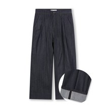 비슬로우 와이드핏 투턱 셀비지 데님 팬츠 바지 인디고