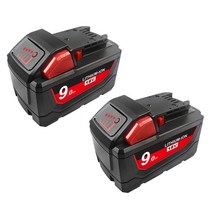 밀워키 호환 배터리 Battool 2x 6 0ah 18v 전동 공구 m18 1815 1850 2604 22 2604 20 2708 22 2607 22 1828 241, 2 PC 9000mAh