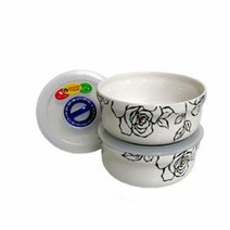 [KT알파쇼핑]철기아트 도자기 반찬통 체크락 (중) 2세트 밀폐용기