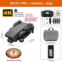 미니드론 ZLL SG107 프로 드론 전문 4K HD 카메라 GPS 5G WIFI 옵티컬 플로우 모드 브러시리스 모터 미니 R, 04 SG107 Pro 1B Bag