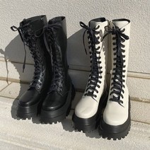 데일리 여성슈즈 전면 끈 레이스업 롱 워커부츠