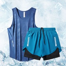 마라톤복장 나시 민소매 시원한 헬스복 숏 크로스핏 트레이닝복 철인3종