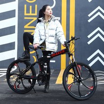 접이식 산악 자전거 폴딩 오프로드 24-26인치 21-27단, 블랙 스포크 휠 하이 24단 24인치