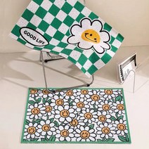 PVC 스마일 데이지 발매트 현관 거실 베란다 코일매트, 체커보드 스마일데이지(60x90)