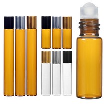 갈색 롤온 향수 공병 아로마 롤러볼 오일 화장품 차광 유리 용기, AI블랙캡 투명 3ml, 1개
