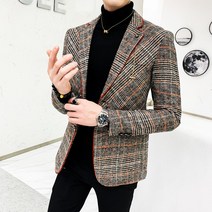 남자 자켓 세미오버핏 비지 아우터 콤비 더블 싱글