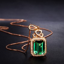 에메랄드 펜던트 은도금 18K 로즈 골드 컬러 녹색 벽새 색채 패션 크리스탈 목걸이 액세서리