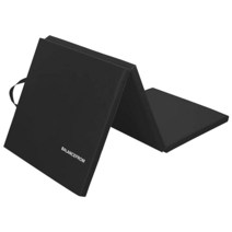 BalanceFrom 두께의 접이식 운동 매트 휴대용 손잡이 체조 홈 체육관용 바닥재 보호 [미국 직배송], Black, Regular