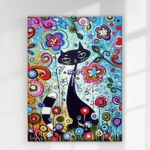 오로라데코덴 캔버스형 보석십자수 40x50cm, MK085 컬러풀 고양이
