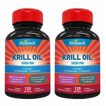 Focuswell 포커스웰 남극 크릴 오일 1000mg 오메가3 EPA DHA 120캡슐, 2 Count (Pack of 120)