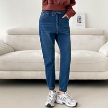 루나제이 여성용 편한 밴딩 8802 중청 데님 조거 팬츠