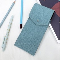 오브리즈 국내제작 가죽필통 펜파우치 펜케이스 헤링본필통다용도파우치 학생 필통 슬림, 스카이블루