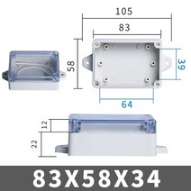 IP67 플라스틱 투명 상자 방수 인클로저 전자 프로젝트 야외 악기 전기 접합 주택, 01 with ears, 01 83-58-34