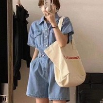 기타 44 55 66 반팔 데님 숏 연청 점프슈트