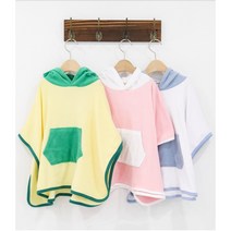 유아 후드 비치 목욕 타올 아기 아동 어린이 키즈 주니어 면 목욕 가운 물놀이 수건, 흰색