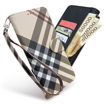 버킹엄 합성피혁 원단 카드수납 지폐수납 지갑형 휴대폰케이스 + 손목 끈 스트랩