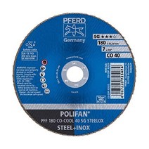 PFERD Polifan SGP CO-COOL 연마 플랩 디스크 유형 27 원형 구멍 페놀 수지 기재 산화알루미늄 4-1/2
