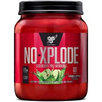 BSN N.O.-XPLODE 프리 워크아웃 파우더 크레아틴과 베타 알라닌이 함유된 남성과 여성을 위한 에너지 보충제 맛 과일 펀치 30회 제공량, 그린애플, 60인분 (1팩)