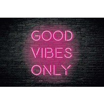 카페 네온 사인 조명 간판 good vibes only neon retro metal, 주황색, 40x30cm