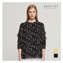 [데일리스트_20] [데일리스트] 소매 프릴 플로럴 쉬폰 블라우스_2MDBNLVM3221