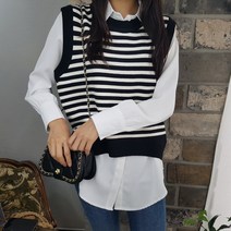 상상그이상 여성용 편차 단가라 라운드넥 니트조끼 부드러운 필수 블라우스 코디세트 따뜻한 조끼 여유있는 사이즈 보풀없는 코디걱정없는 이너 레이어드 바람막이 조끼세트