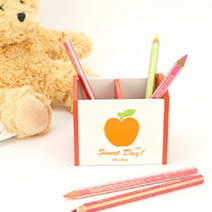 귀여운 사과모양 연필 볼펜 정리통 연필통 다용도연필꽂이
