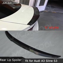 탄소 섬유FRP 도색되지 않은 블랙 후면 트렁크 립 스포일러 아우디 A3 라인 S3 세단 2013 2018 자동차 레이싱 카 스타일링, [01] Carbon fiber