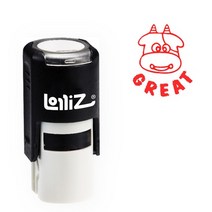 문구 세트 롤리즈 라운드 셀프 잉크 스탬프 quotgreat 텍스트 w암소 이미지 교사 스탬프 w뚜껑 레이저 각인 고무 빨간색, 없음