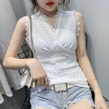 반하나 브이넥 레이스 러블리 민소매/나시
