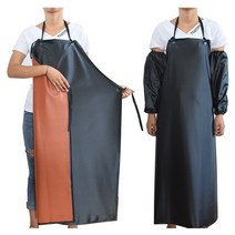 더블 레이어 두꺼운 앞치마 주방 방수 비닐 앞치마 식기 세척 낚시 실험실 작업을위한 내 화학성 앞치마, 블랙 오렌지