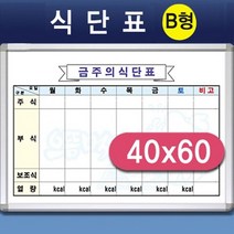 어린이집 초등 학교 급식 식단 화이트보드 택 40x60, 오마켓 파스텔몰딩
