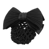 여자 검은 루치 bowknot 활 snood net 롤빵 커버 배럴 머리 클립