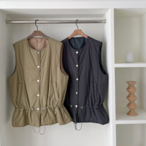 [수키] 똑딱이 허리스트링 야상베스트 1109270