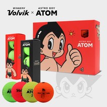 볼빅 ATOM 아톰 캐릭터 2피스 무광 컬러볼 12알 1더즌, 슬리브_레드