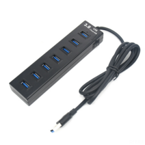 DFMEI 7- 포트 USB 3.0 허브 허브 7- 포트 USB3.0 메쉬 라인 길이 1.2m, 검은 색