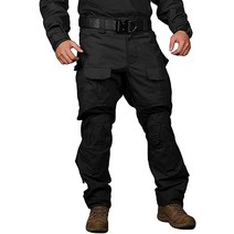 EMERSONGEAR Gen3 페인트볼 바지 무릎 패드 포함 밀리터리 컴뱃 육군 에어소프트 BDU 팬츠 셔츠 레인저 그린 484861, Black_X-Large
