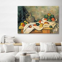 아란아트 폴 세잔 명화액자 풍수에 좋은 사과 정물화 그림, 16.주름잡힌 천 항아리와 과일접시