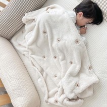 마이리틀데이지 아기 이불 신생아 극세사 자수 블랭킷 유아 유모차 겨울 담요, 플라워