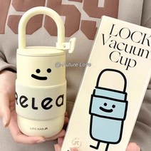 손잡이 스테인레스 텀블러 커플 비쥬얼, 크림300ml