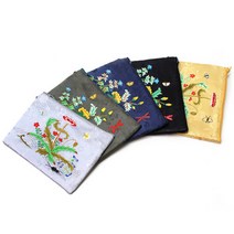 고급 실크 초충도 파우치T, 검정