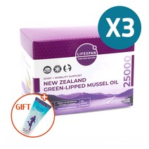 라이프스팬 뉴질랜드 초록입홍합 오일 25000mg 120정 X3, 3개