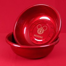 여자 용품 여성 측 시집가다 축하용 대야 신부 혼수 레드 가정용 세수 한쌍 결혼기념일 완전무결 3629204180, 두꺼운 에나멜 레드 대야 (심볼미키