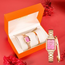 패션 작은 녹색 시계 패션 스퀘어 정장 여성용 시계 시계 + 팔찌