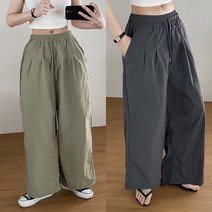 스타일오늘 여성용 바스락 밴딩 통바지 와이드팬츠 오버핏