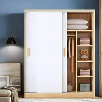 슬라이딩 다용도수납장 슬라이드도어 우드 정리장, 조립식, A색상-길이1.6m