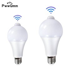 led센서등 MunLii-E27 PIR 모션 센서 램프 220V 12W 15W 18W 센서가 있는 LED 전구 적외선 동작 감지기 야간 조명, 01 white_01 9W