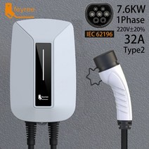 전기차충전기 5m EV 자동차 충전기 전기 충전 스테이션 타입 2 32A 7KW 1 상 IEC62196-2 플러그, New Type2 32A 7KW, Type2